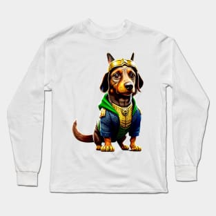 Regal Pup: Dachshund Wearing a Crown Fit for a King Tee Long Sleeve T-Shirt